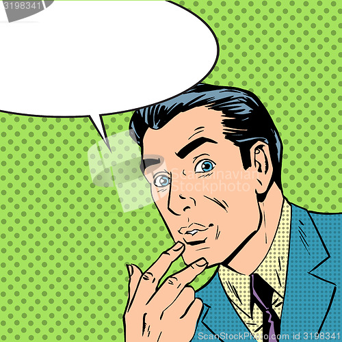 Image of man thought about thinking pop art comics retro style Halftone