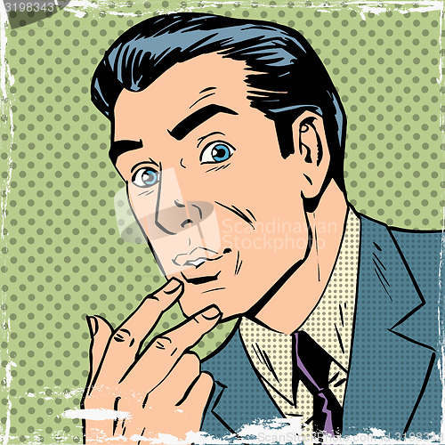 Image of man thought about thinking pop art comics retro style Halftone