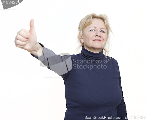 Image of Woman thumbs up isolated