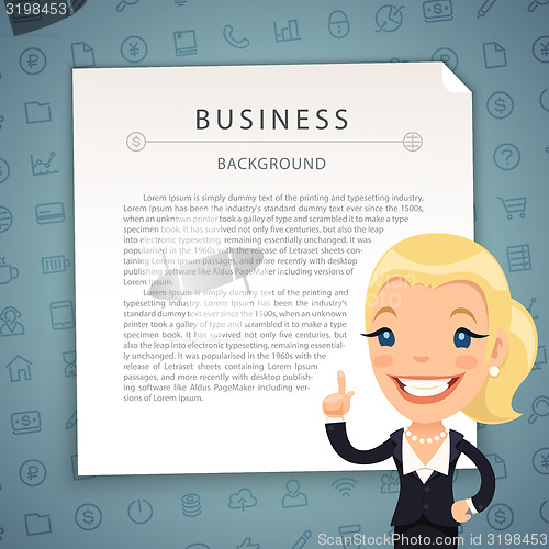 Image of Aquamarine Business Background with Business-Lady