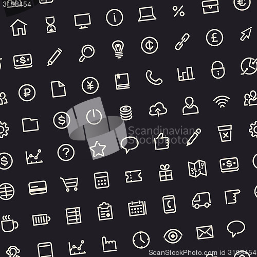 Image of Dark Seamless Business Background with Line Icons