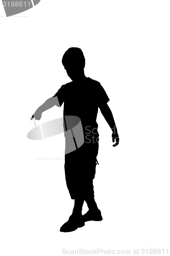 Image of silhouette of a boy on a white background