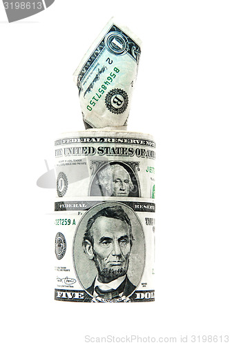 Image of banknotes dollars on white background