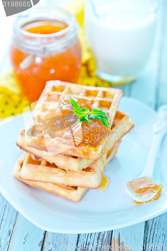 Image of waffles with apricot jam 