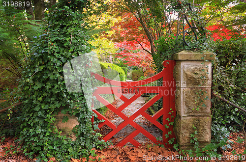 Image of The little red gate at Bebeah Gardens