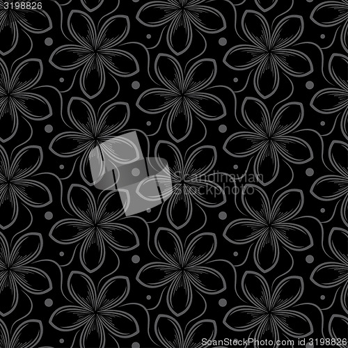 Image of Vector background with gray seamless pattern of flowers