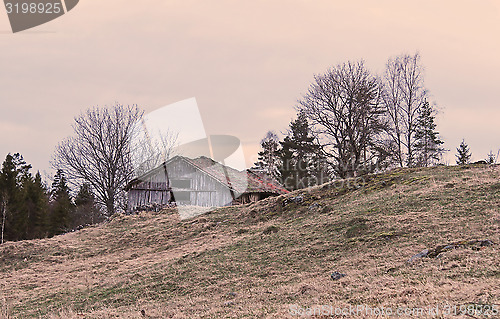 Image of Old barn on a field