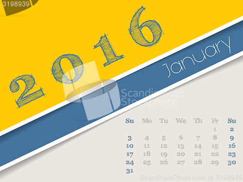 Image of Simplistic january 2016 calendar design