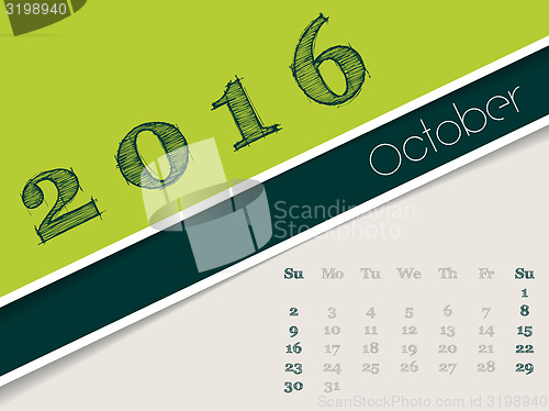 Image of Simplistic october 2016 calendar design