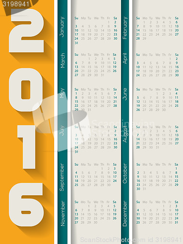 Image of Striped 2016 calendar with shadows