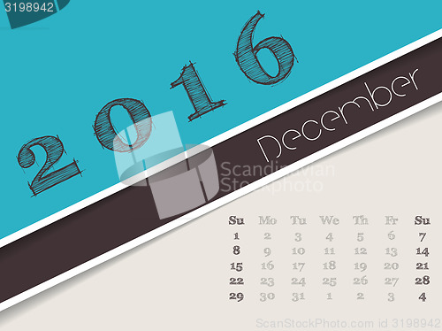 Image of Simplistic december 2016 calendar design