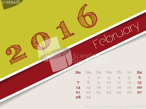 Image of Simplistic february 2016 calendar design