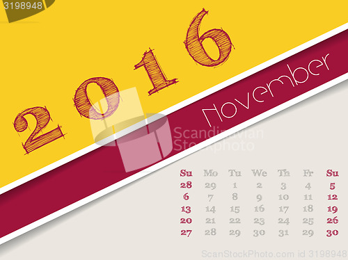Image of Simplistic november 2016 calendar design