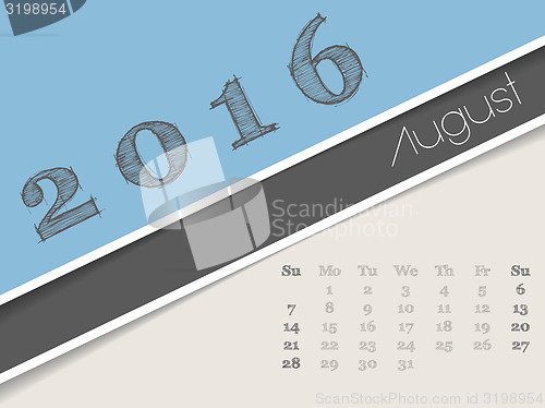 Image of Simplistic august 2016 calendar design