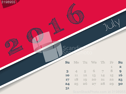 Image of Simplistic july 2016 calendar design