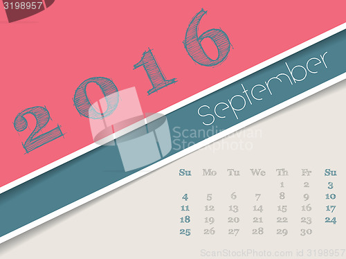 Image of Simplistic september 2016 calendar design