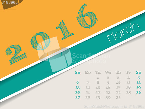 Image of Simplistic march 2016 calendar design
