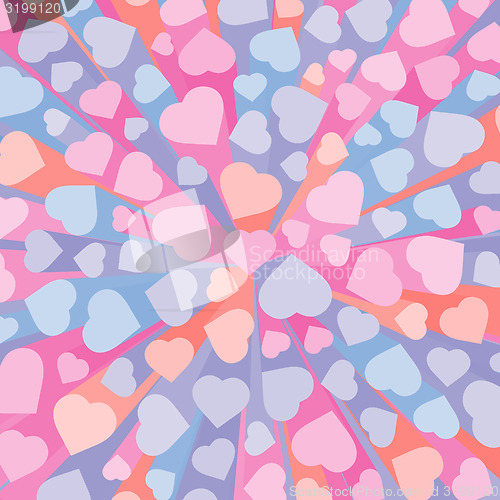 Image of Abstract 3D background with colorful hearts.  Vector illustratio