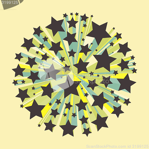 Image of Abstract geometrical 3d multi-colored background. Stars explosio