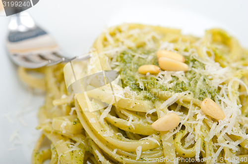Image of Italian traditional basil pesto pasta ingredients