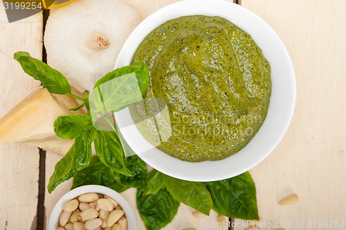 Image of Italian basil pesto sauce ingredients