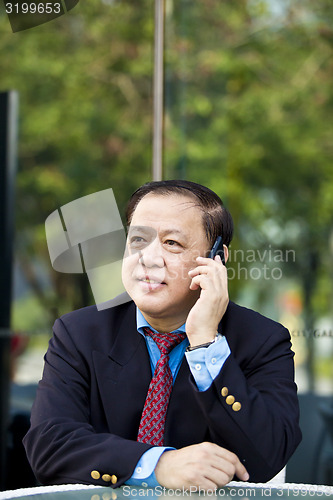 Image of Asian businessman talking on smart phone