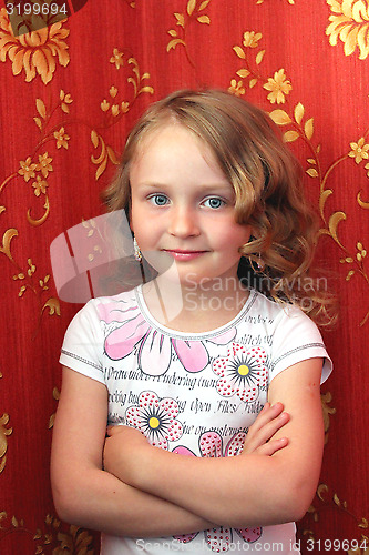 Image of little sympathetic girl with nice coiffure