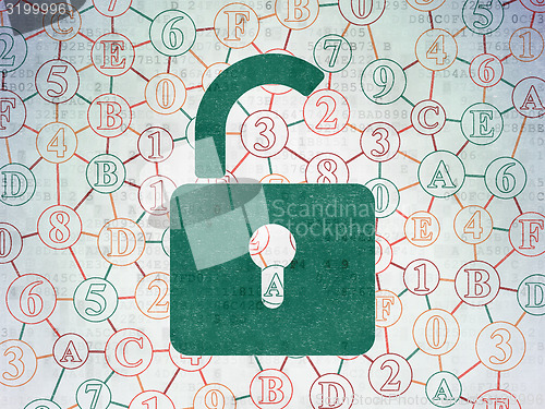 Image of Information concept: Opened Padlock on digital background