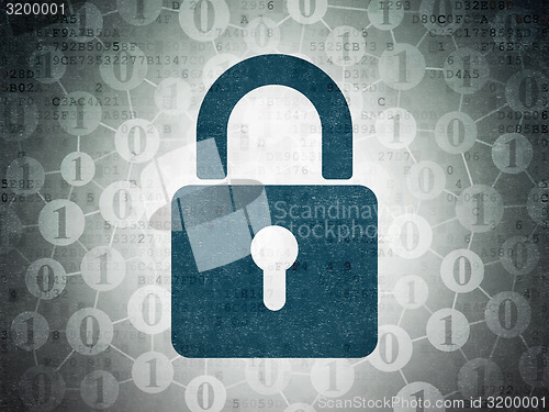 Image of Data concept: Closed Padlock on digital background