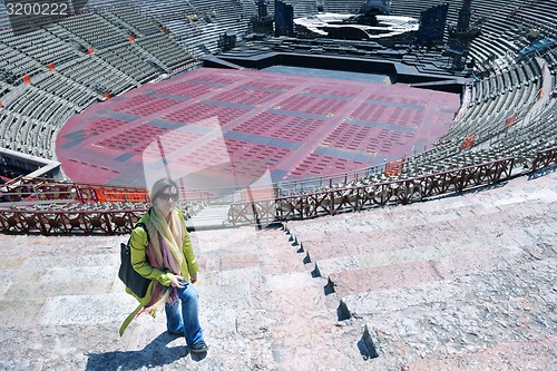 Image of tourist woman in verona