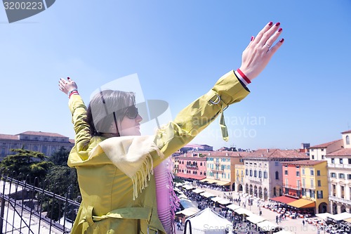 Image of tourist woman in verona