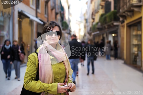 Image of tourist woman in verona