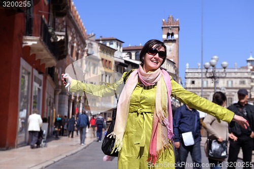 Image of tourist woman in verona