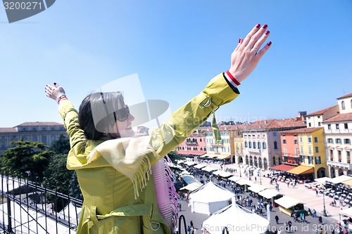 Image of tourist woman in verona