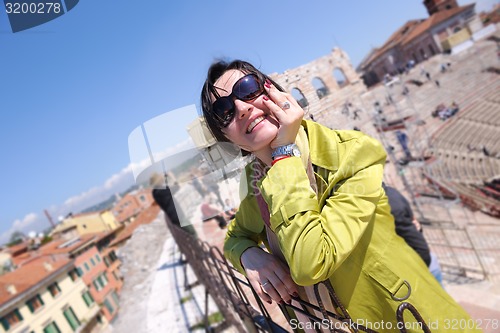 Image of tourist woman in verona