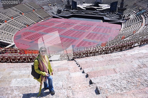 Image of tourist woman in verona