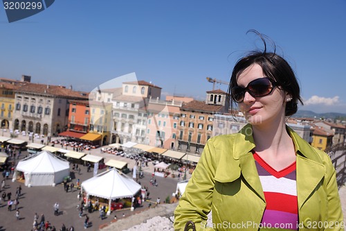 Image of tourist woman in verona