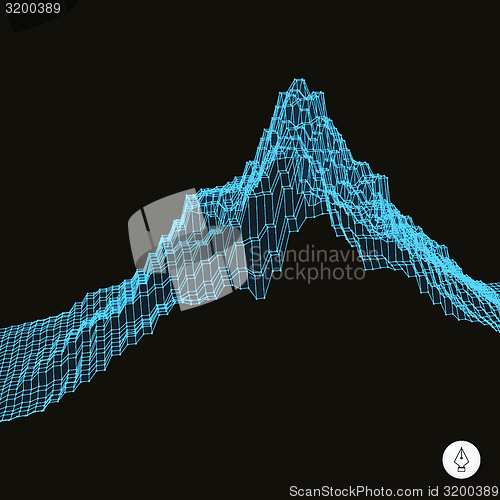 Image of Abstract landscape background. Cyberspace grid. Vector illustrat