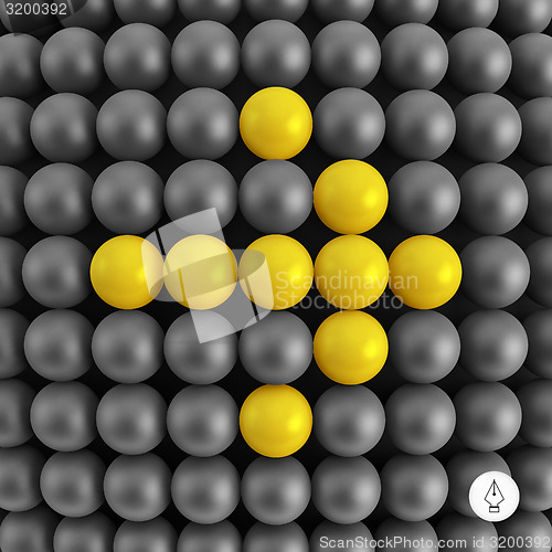 Image of Arrow. Abstract technology background with balls. 3d vector illu