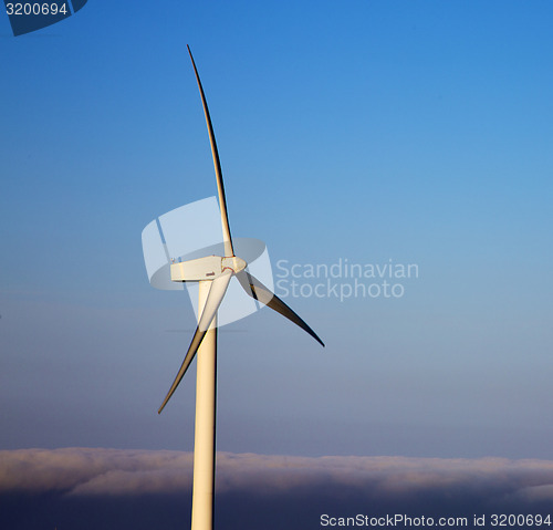 Image of wind turbines and the sky in the isle of lanzarote