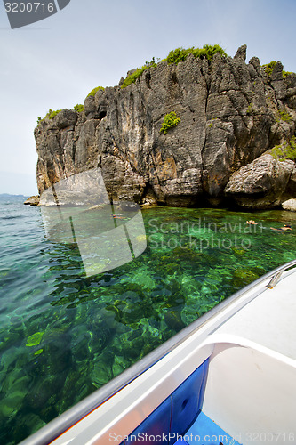 Image of asia in the  kho phangan isles bay   rocks    thailand  and sout