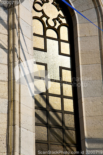 Image of rose window  italy  lombardy     in  the varano borghi      towe