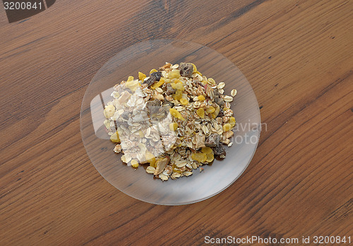 Image of Plate of glass with muesli