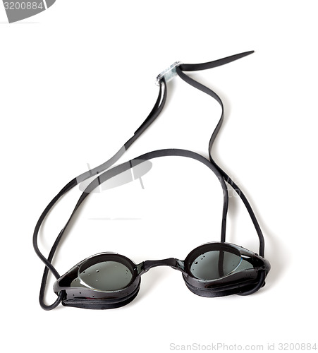 Image of Wet goggles for swimming on white background.