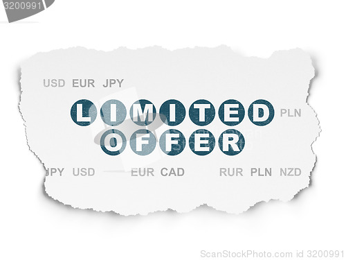 Image of Finance concept: Limited Offer on Torn Paper background