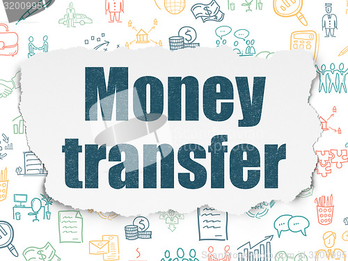 Image of Finance concept: Money Transfer on Torn Paper background