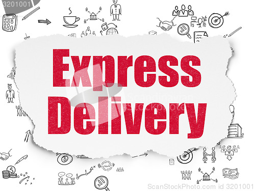 Image of Finance concept: Express Delivery on Torn Paper background