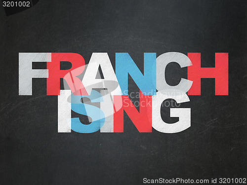 Image of Finance concept: Franchising on School Board background