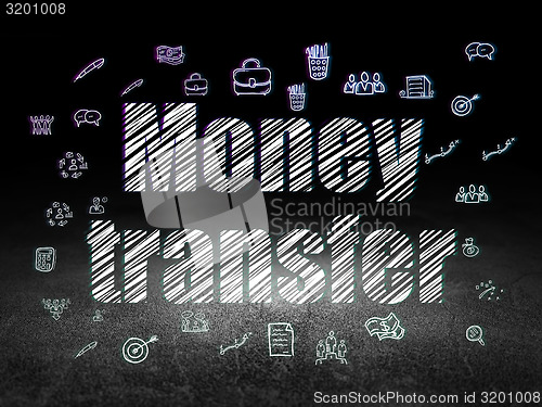 Image of Finance concept: Money Transfer in grunge dark room