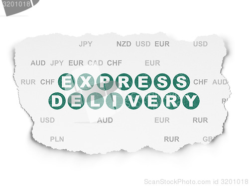 Image of Business concept: Express Delivery on Torn Paper background